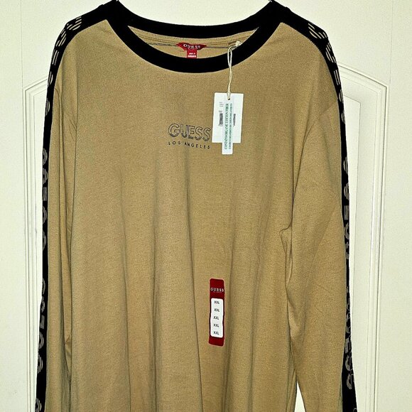 BRAND NEW WITH TAGS GUESS MEN'S 2XL LONG SLEEVE WAYNE CREW TOASTED TAUPE XXL $45 - Picture 1 of 4